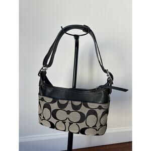 Vintage Y2K Coach Purse Shoulder Bag Crossbody F13359 Black & Gray Leather Trim